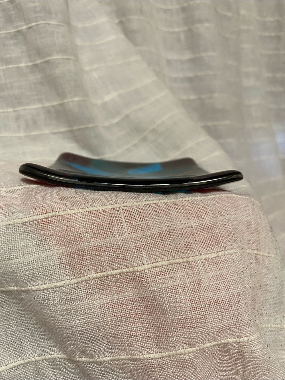 Fused Glass Star Accent Dish - Turquoise, Black & Burgundy - Picture 2 of 4